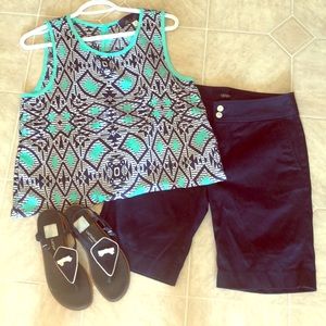 Chaps navy blue knee length shorts